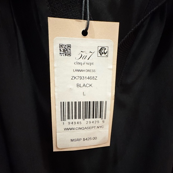 Consigned - NWT Cinq a Sept 100% silk black dress size Large&M - Picture 4 of 7